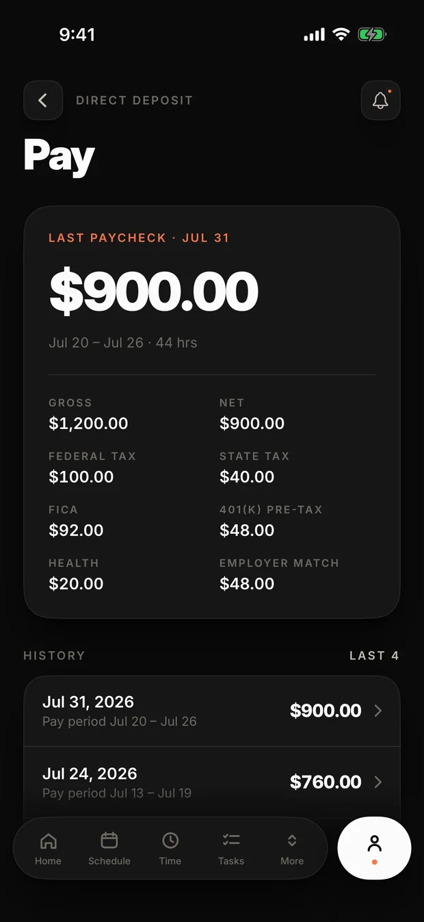 siteOS on iPhone — Pay